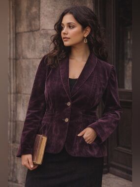 J.Crew Velvet Blazer Plum Eggplant Size 2 Dark Academia Jacket